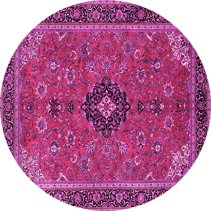 Round Medallion Pink Traditional Rug, tr1647pnk