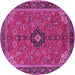 Round Medallion Pink Traditional Rug, tr1647pnk