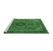 Sideview of Machine Washable Medallion Emerald Green Traditional Area Rugs, wshtr1647emgrn