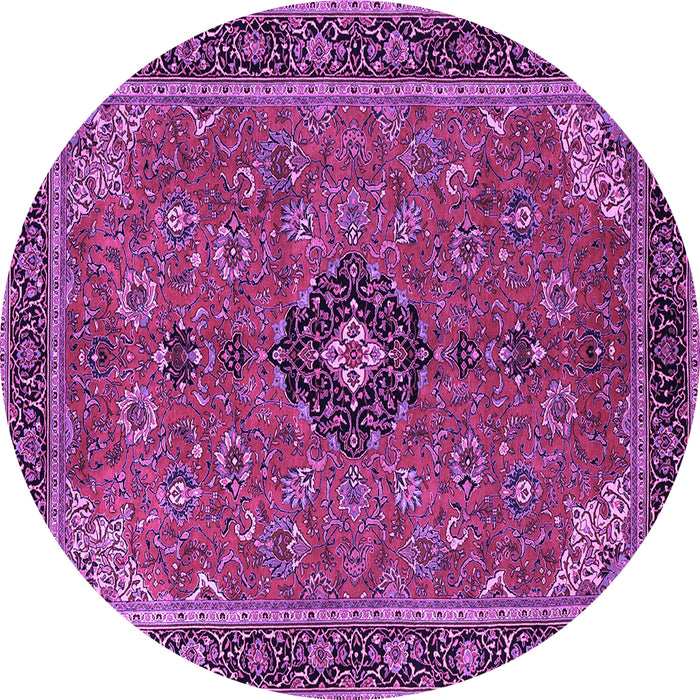 Round Medallion Purple Traditional Rug, tr1647pur