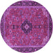 Round Medallion Purple Traditional Rug, tr1647pur