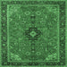 Square Medallion Emerald Green Traditional Rug, tr1647emgrn