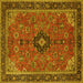 Square Medallion Yellow Traditional Rug, tr1647yw