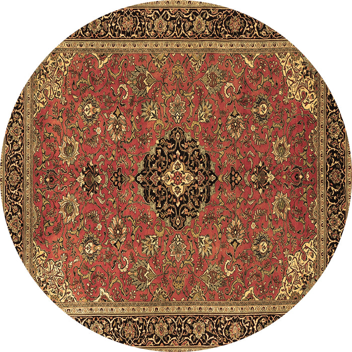 Round Medallion Brown Traditional Rug, tr1647brn
