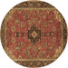 Round Medallion Brown Traditional Rug, tr1647brn