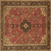 Square Medallion Brown Traditional Rug, tr1647brn