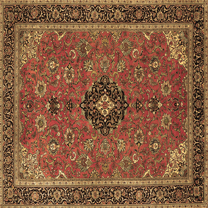 Square Machine Washable Medallion Brown Traditional Rug, wshtr1647brn