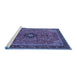 Sideview of Machine Washable Medallion Blue Traditional Rug, wshtr1647blu