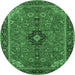 Round Medallion Emerald Green Traditional Rug, tr1647emgrn