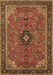 Machine Washable Medallion Brown Traditional Rug, wshtr1647brn