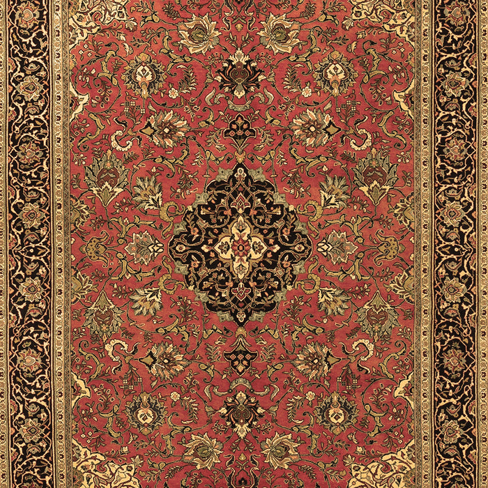 Machine Washable Medallion Brown Traditional Rug, wshtr1647brn