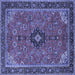 Square Medallion Blue Traditional Rug, tr1647blu