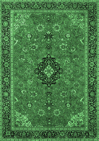 Medallion Emerald Green Traditional Rug, tr1647emgrn