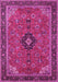 Machine Washable Medallion Pink Traditional Rug, wshtr1647pnk