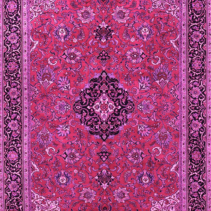 Machine Washable Medallion Pink Traditional Rug, wshtr1647pnk