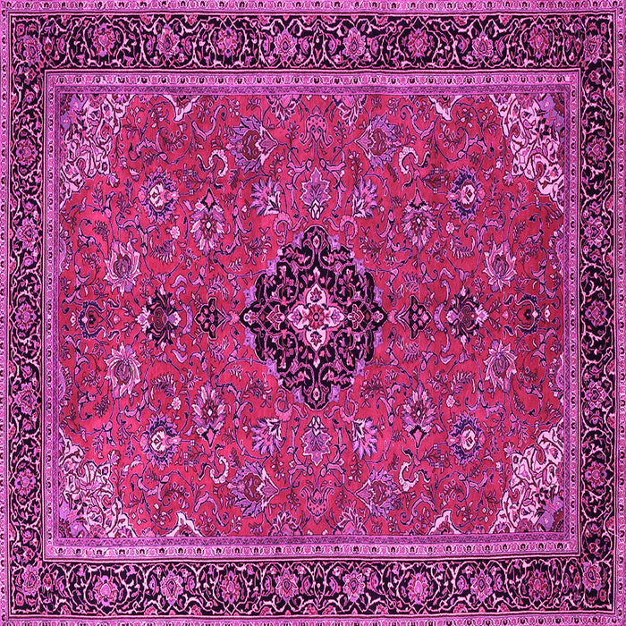 Square Machine Washable Medallion Pink Traditional Rug, wshtr1647pnk