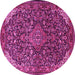 Round Medallion Pink Traditional Rug, tr1648pnk