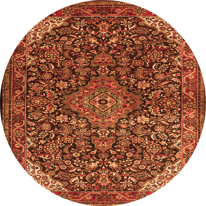 Machine Washable Medallion Orange Traditional Area Rugs, wshtr1648org