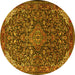 Round Medallion Yellow Traditional Rug, tr1648yw