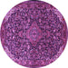 Round Medallion Purple Traditional Rug, tr1648pur