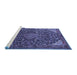 Sideview of Machine Washable Medallion Blue Traditional Rug, wshtr1648blu