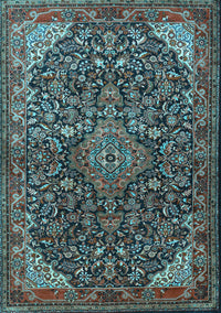 Medallion Light Blue Traditional Rug, tr1648lblu