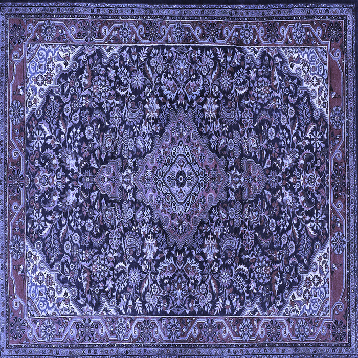 Square Machine Washable Medallion Blue Traditional Rug, wshtr1648blu