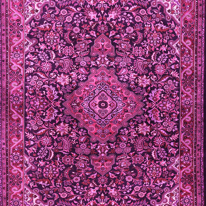Machine Washable Medallion Pink Traditional Rug, wshtr1648pnk