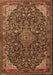 Machine Washable Medallion Brown Traditional Rug, wshtr1648brn