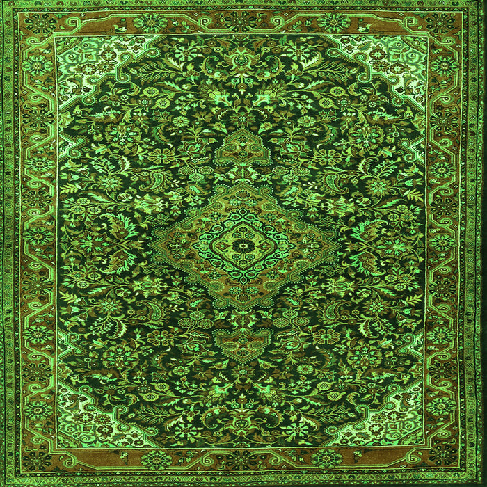 Serging Thickness of Medallion Green Traditional Rug, tr1648grn
