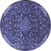 Round Medallion Blue Traditional Rug, tr1648blu