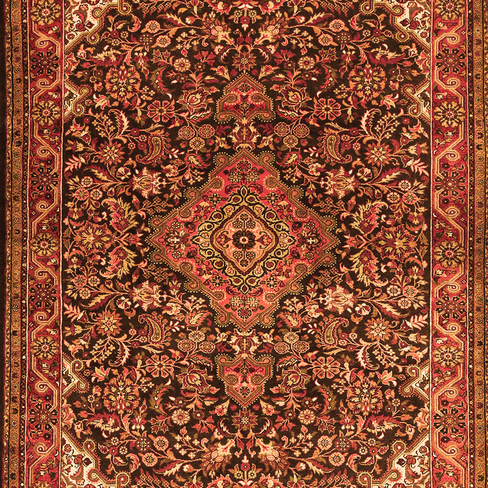 Serging Thickness of Machine Washable Medallion Orange Traditional Area Rugs, wshtr1648org