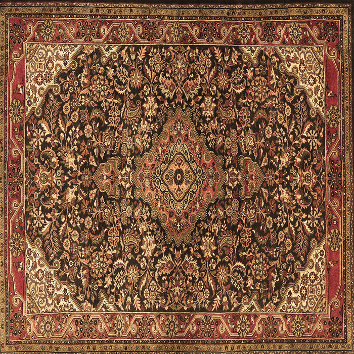 Square Machine Washable Medallion Brown Traditional Rug, wshtr1648brn