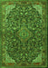Serging Thickness of Machine Washable Medallion Green Traditional Area Rugs, wshtr1648grn