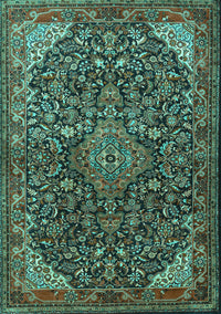 Medallion Turquoise Traditional Rug, tr1648turq