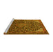 Sideview of Machine Washable Medallion Yellow Traditional Rug, wshtr1648yw