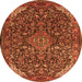 Square Medallion Orange Traditional Rug, tr1648org