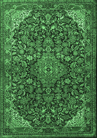 Medallion Emerald Green Traditional Rug, tr1648emgrn