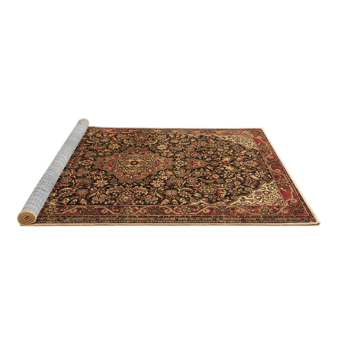 Sideview of Machine Washable Medallion Brown Traditional Rug, wshtr1648brn