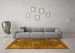 Machine Washable Medallion Yellow Traditional Rug in a Living Room, wshtr1648yw