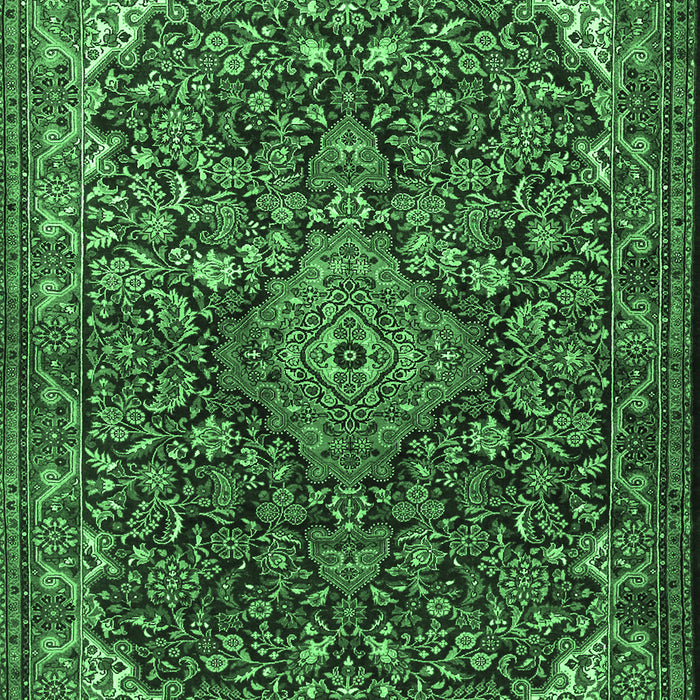 Machine Washable Medallion Emerald Green Traditional Area Rugs, wshtr1648emgrn