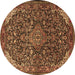 Round Medallion Brown Traditional Rug, tr1648brn