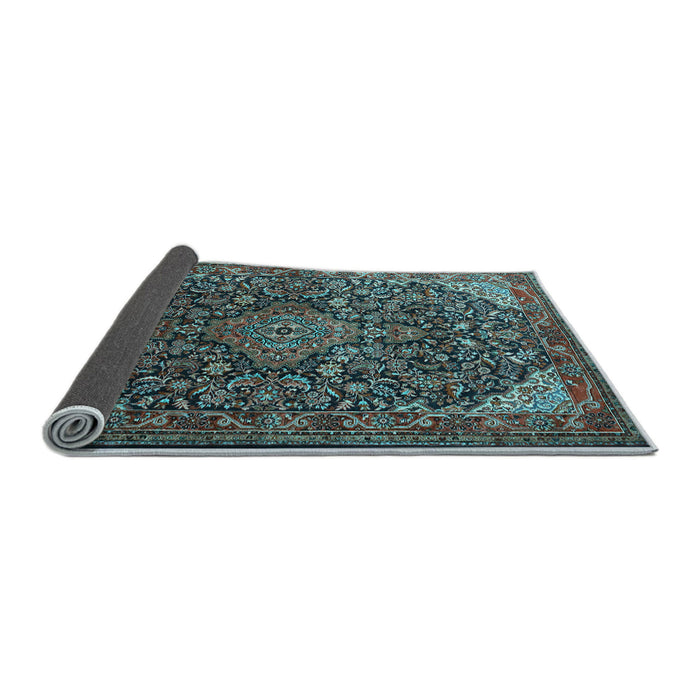 Sideview of Medallion Light Blue Traditional Rug, tr1648lblu