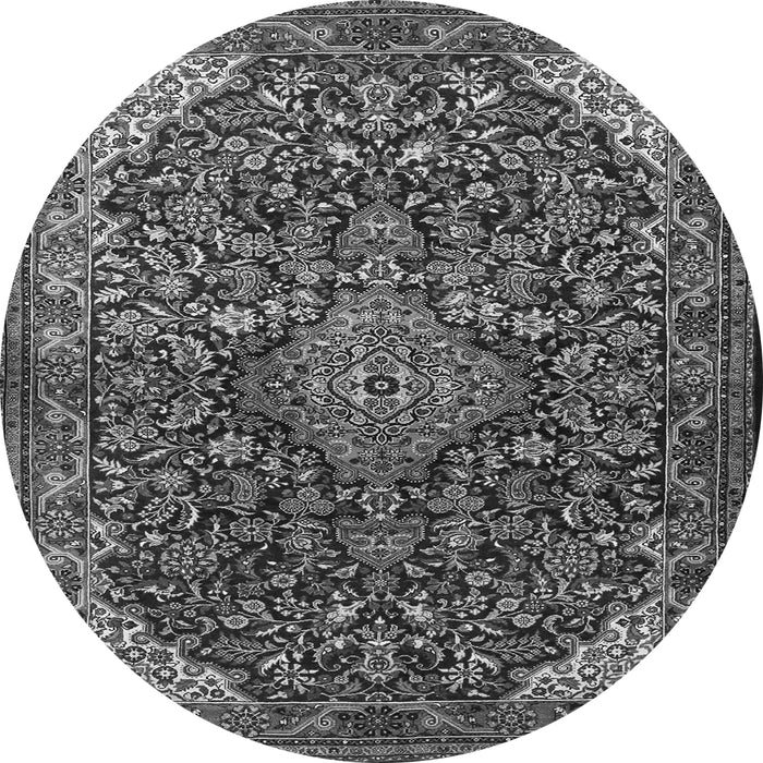 Machine Washable Medallion Gray Traditional Rug, wshtr1648gry