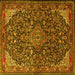 Square Medallion Yellow Traditional Rug, tr1648yw