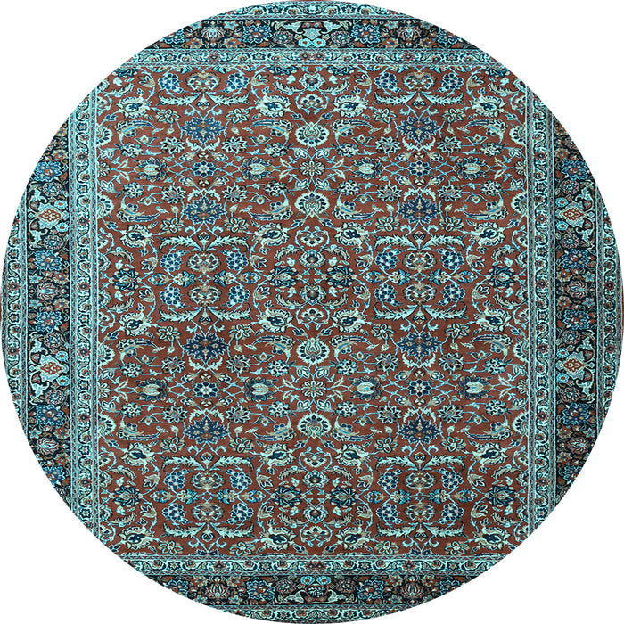Round Persian Light Blue Traditional Rug, tr1649lblu
