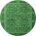 Round Persian Emerald Green Traditional Rug, tr1649emgrn
