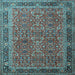 Square Machine Washable Persian Light Blue Traditional Rug, wshtr1649lblu