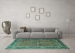 Machine Washable Persian Turquoise Traditional Area Rugs in a Living Room,, wshtr1649turq