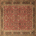 Square Persian Brown Traditional Rug, tr1649brn